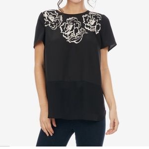 Kenzie black and white Floral Brushstroke Top